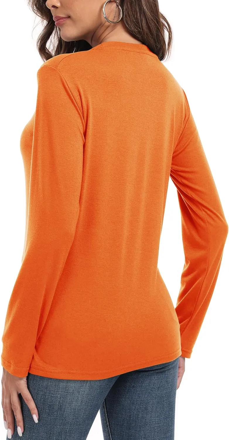 PRIMODA Women's Crew Neck Long Sleeve Shirts Basic Loose Fit Layering Tops