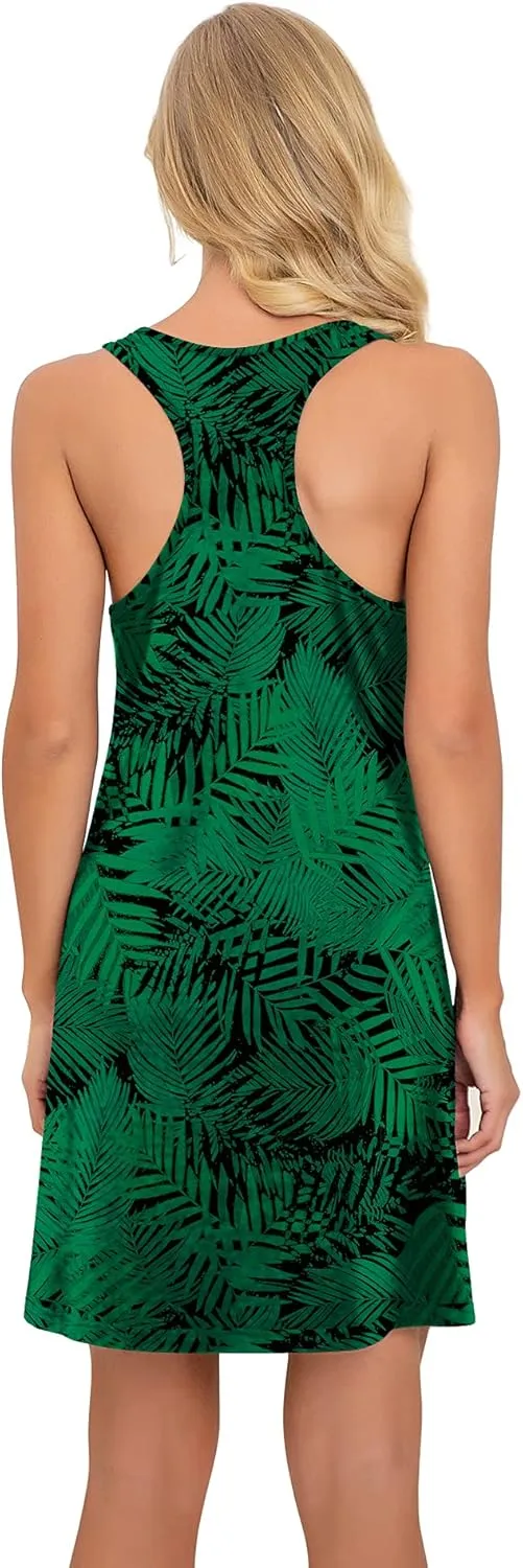PrinStory Women Sleeveless Nightgowns Racerback Sleepdress Cotton Sleepwear for Women