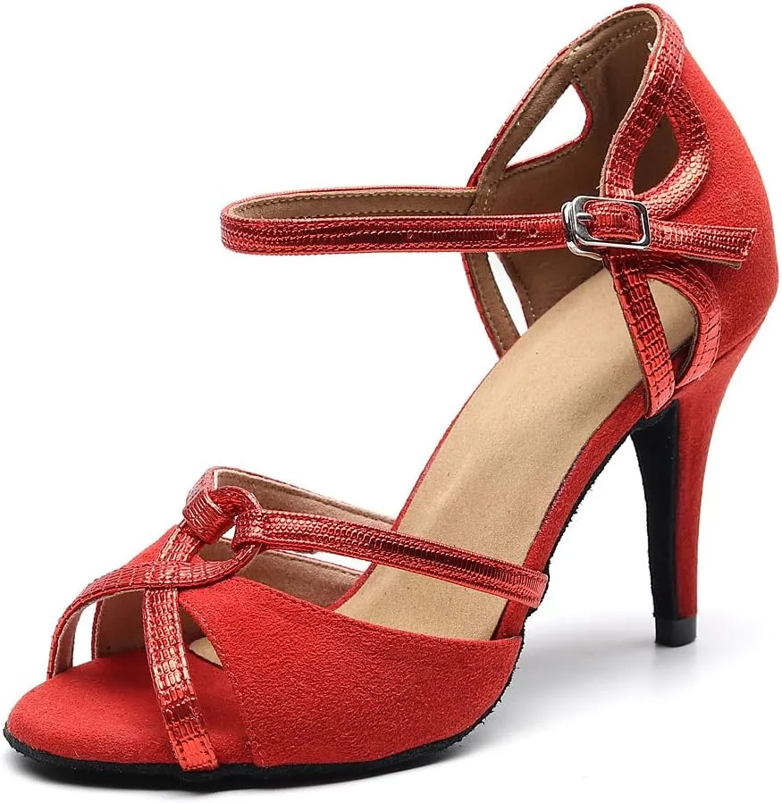 Professional Latin Dance Shoes Satin Salsa Dancer Shoes Ballroom Tango Dancing Shoes for Women with 3.5" Heel by FBA