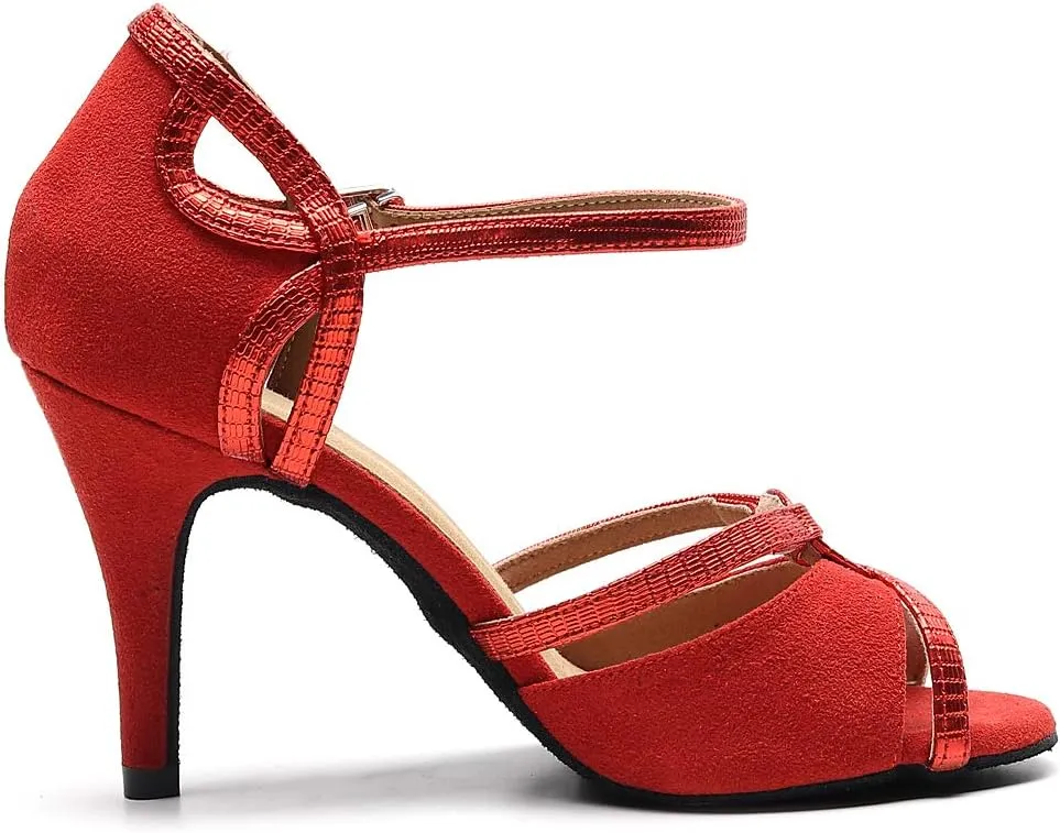 Professional Latin Dance Shoes Satin Salsa Dancer Shoes Ballroom Tango Dancing Shoes for Women with 3.5" Heel by FBA