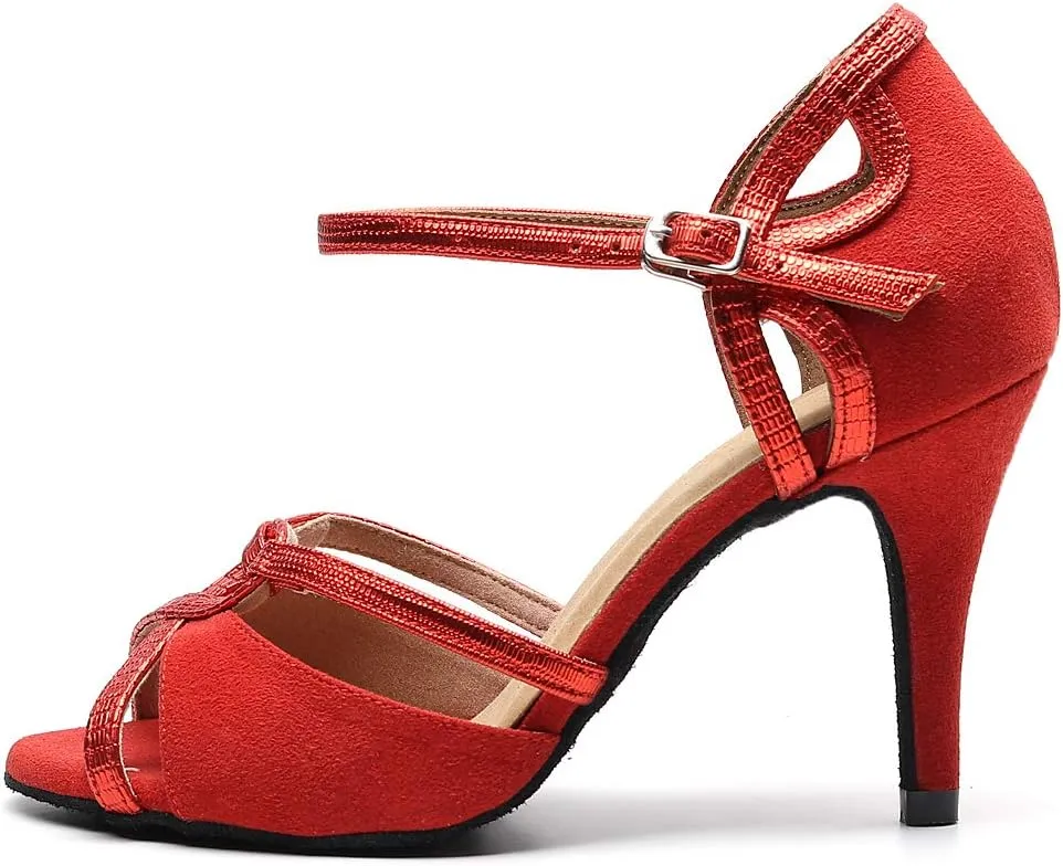 Professional Latin Dance Shoes Satin Salsa Dancer Shoes Ballroom Tango Dancing Shoes for Women with 3.5" Heel by FBA