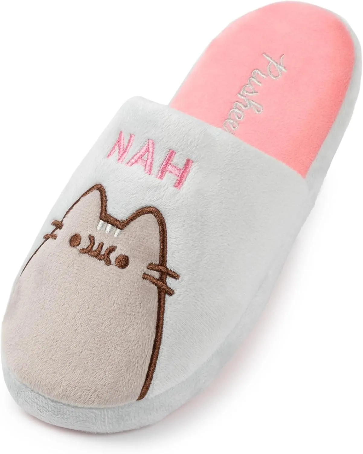 Pusheen Cat Women's Slippers | Grey or Brown Cat Character Plush Slip-On Mules | Adults & Teens House Shoes