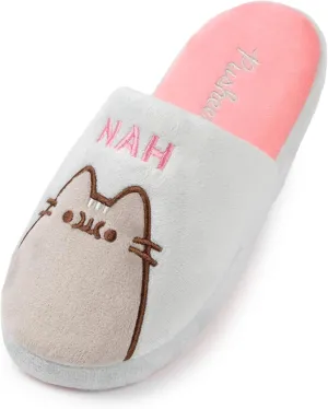 Pusheen Cat Women's Slippers | Grey or Brown Cat Character Plush Slip-On Mules | Adults & Teens House Shoes