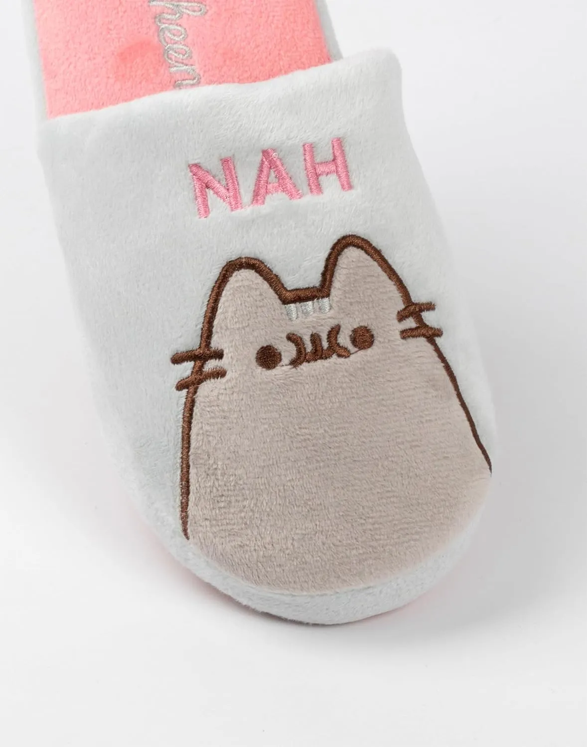 Pusheen Cat Women's Slippers | Grey or Brown Cat Character Plush Slip-On Mules | Adults & Teens House Shoes