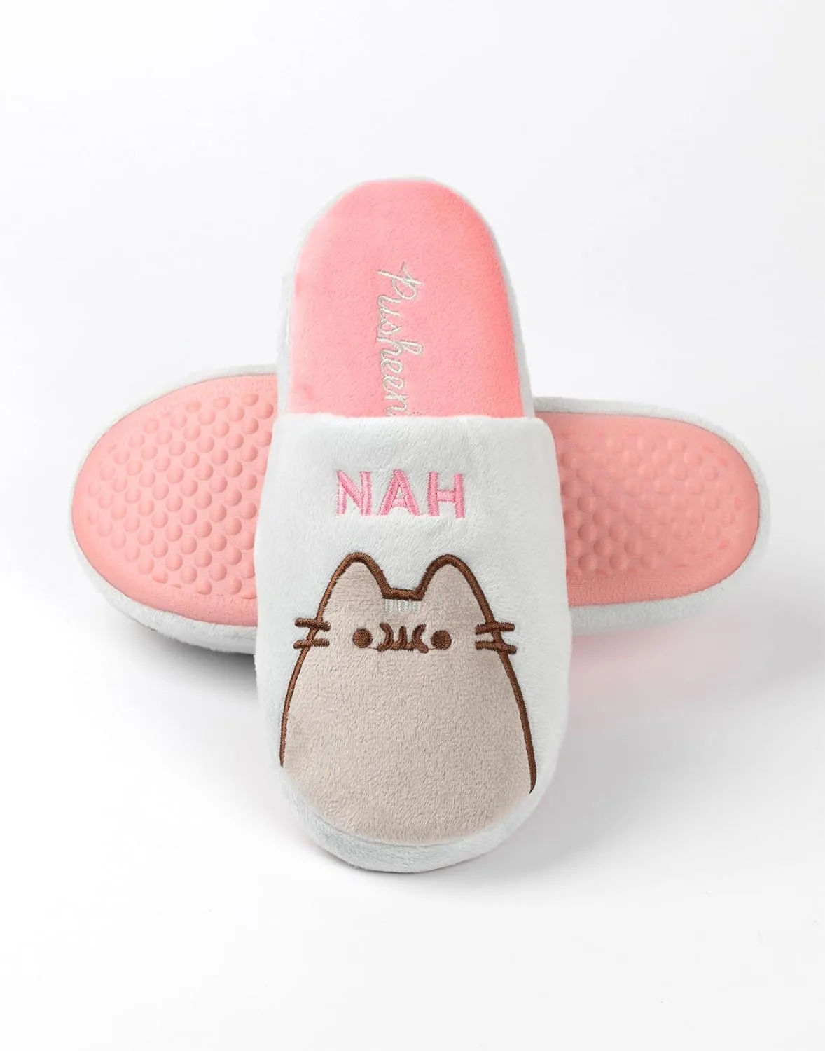 Pusheen Cat Women's Slippers | Grey or Brown Cat Character Plush Slip-On Mules | Adults & Teens House Shoes