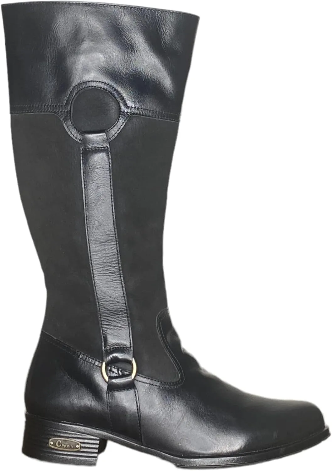 QUEEN USA TEXAS Women's Western Mid-Calf Riding Boots, Fashion Casual Leather Chunky Heel Zipper Booties