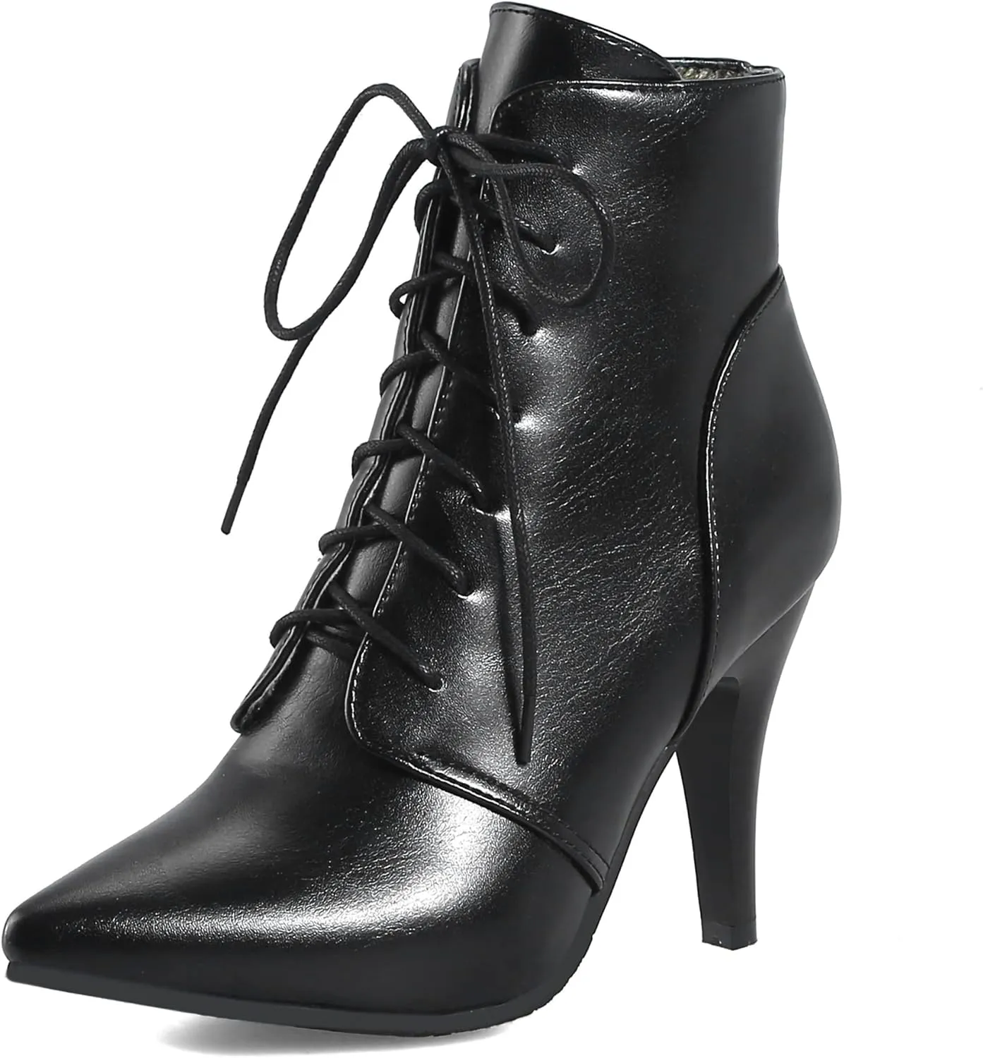 Quimeir Womens Stiletto Ankle Boots Pointed Toe Lace Up High Heel Booties