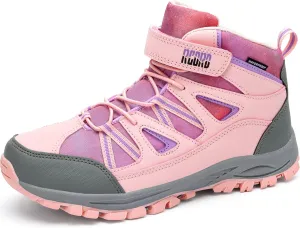 R CORD Girls Hiking Boots Waterproof Durable Kids Hiking Boots TPR Traction Hook&Loop Closure Girls Hiking Boots Anti-Skid Athletic Outdoor Boots