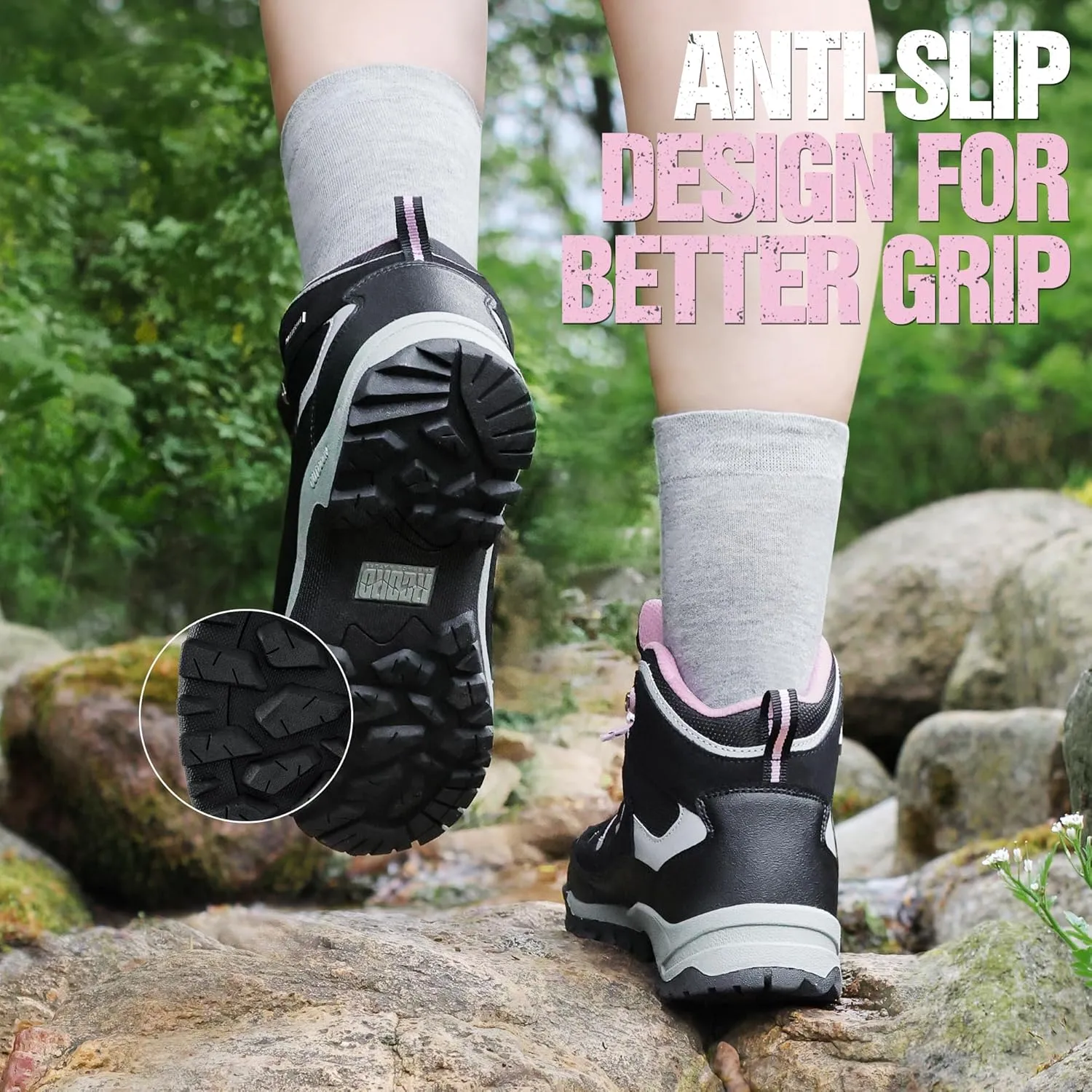 R CORD Hiking Boots Women Waterproof Ankle Support Womens Hiking Boots Backpacking Boots Breathable Non-slip Durable Hiking Boots for Outdoors