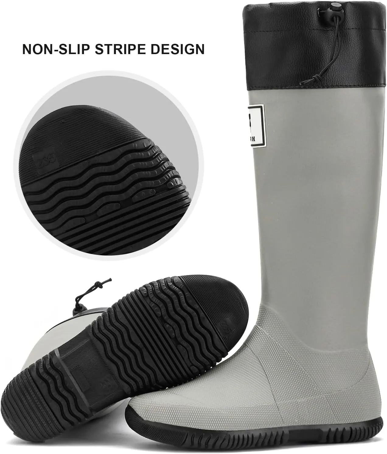 Rain Boots for Men and Women, Waterproof Rubber Boots Anti-Slip Garden Boots Durable Slip Resistant Muck Boots, Comfort Fishing Boots Knee High Work Boots for Outdoor