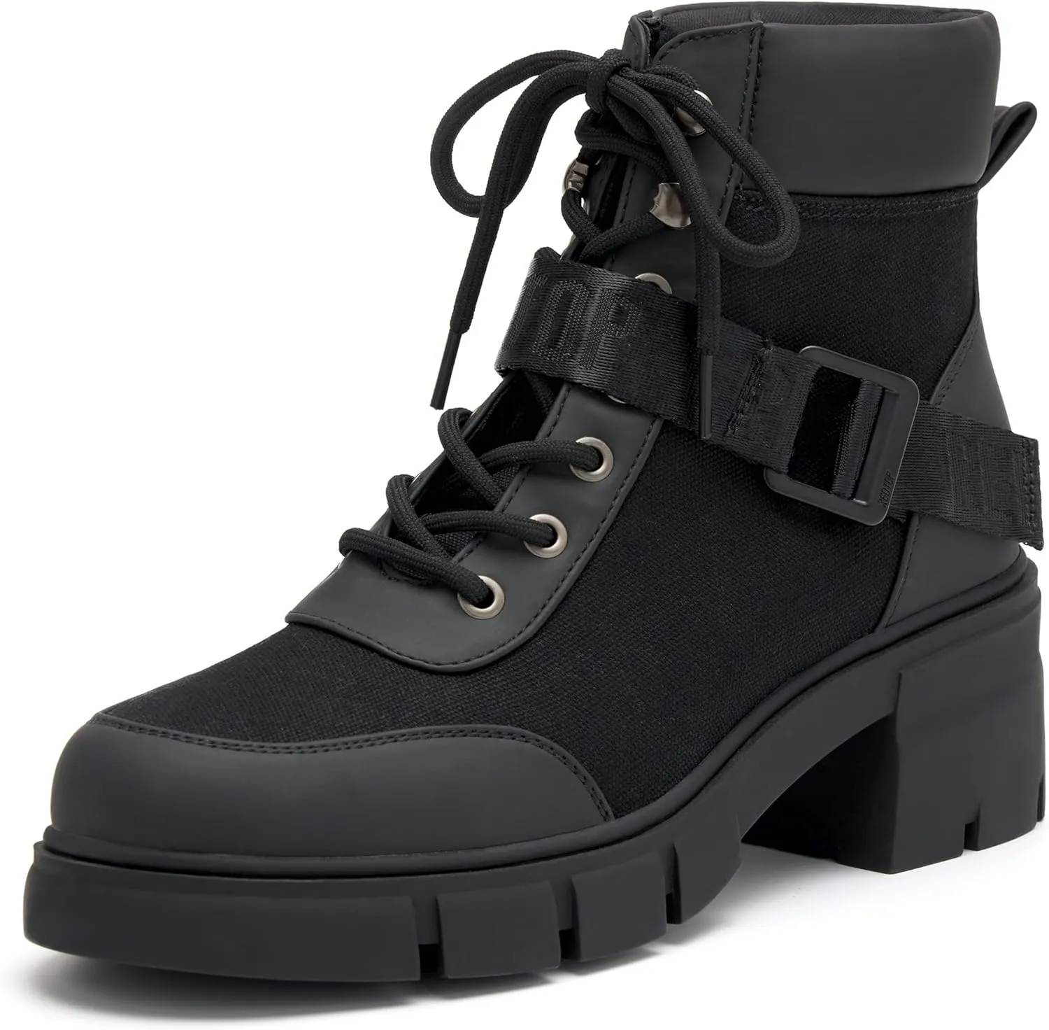 REDTOP Women's Combat Boots Chunky Lug Sole Ankle Boots Lace Up Buckle Casual Shoes