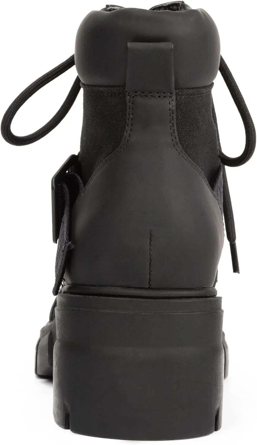 REDTOP Women's Combat Boots Chunky Lug Sole Ankle Boots Lace Up Buckle Casual Shoes