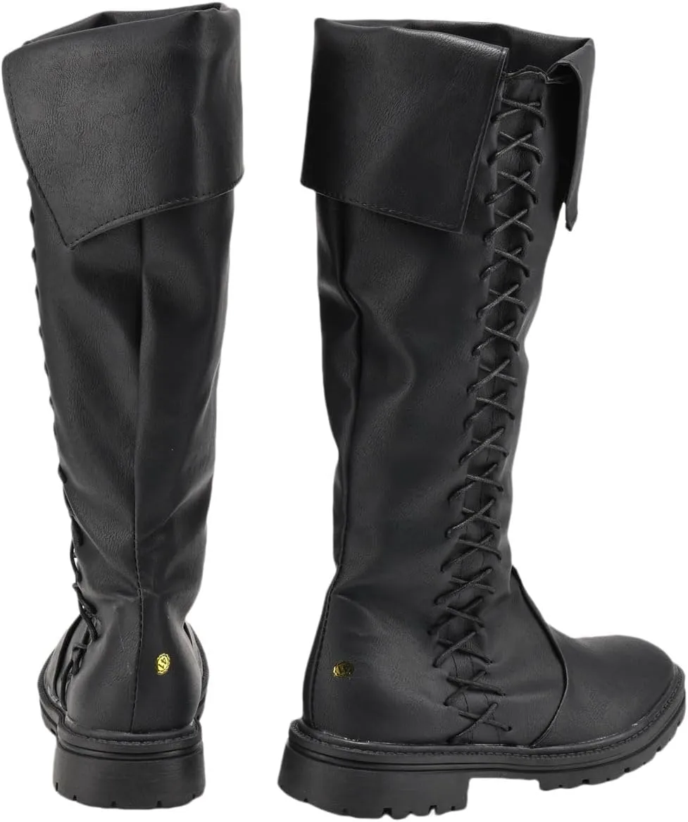 Retro Medieval Viking Pirate Cosplay Shoes Renaissance Victorian Black Knight Boots Halloween Warrior Boots