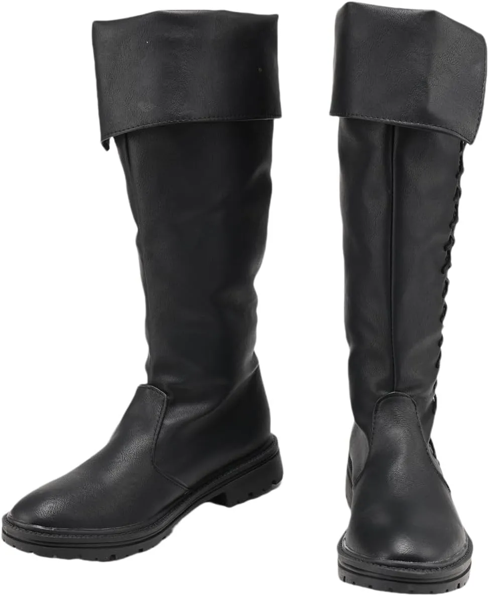 Retro Medieval Viking Pirate Cosplay Shoes Renaissance Victorian Black Knight Boots Halloween Warrior Boots