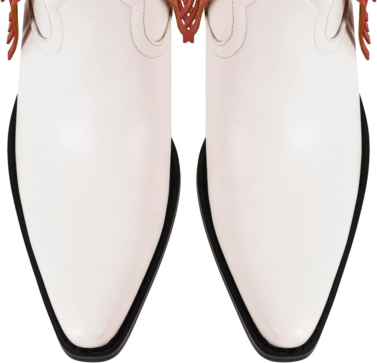 richealnini Mid Calf Fringe Cowboy Boots Glitter Rhinestone Western Cowgirl Boots with Tassel Pull On Stacked Heels Prom Wedding Shoes Dressy