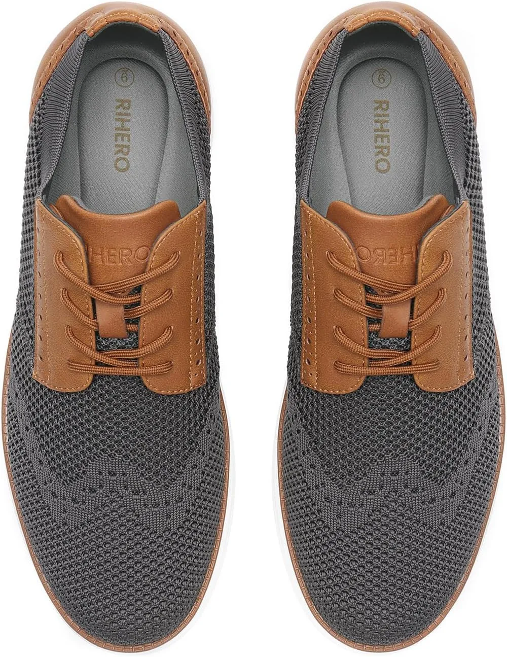 Rihero Men's Fashion Dress Sneakers Business Oxfords Comfortable Casual Walking Shoes Lightweight Mesh Breathable Tennis Shoes