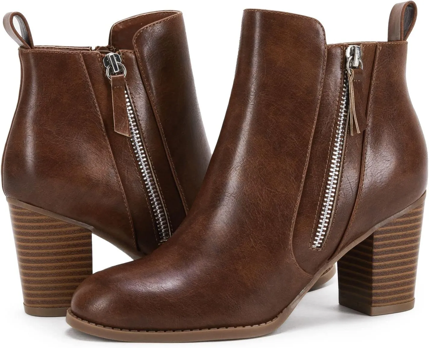 Rilista Ankle Boots for Women Chunky Block Heel Side Zipper Pointd Toe Suede Fall Winter Bootie Shoes
