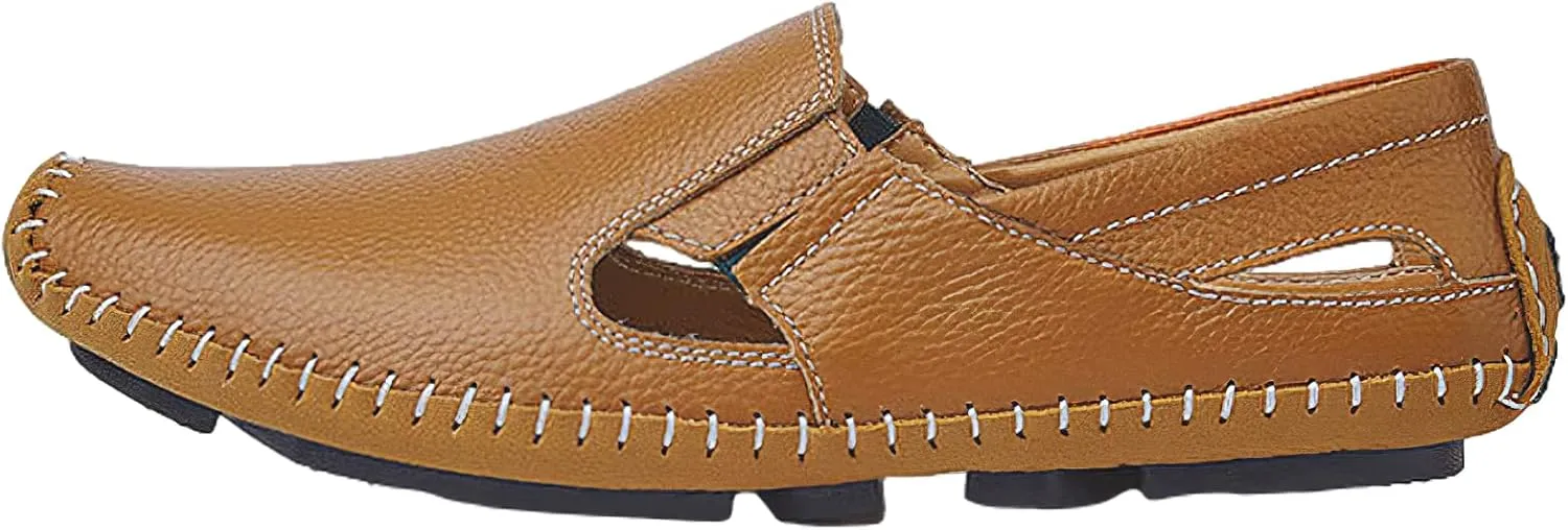 rismart Men's Leather Driving Loafers Comfort Slip on Moccasin Walking Shoes