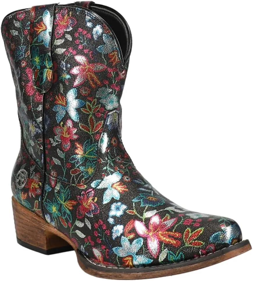 ROPER Womens Ingrid Floral Metallic Snip Toe Casual Boots Ankle Low Heel 1-2" - Multi