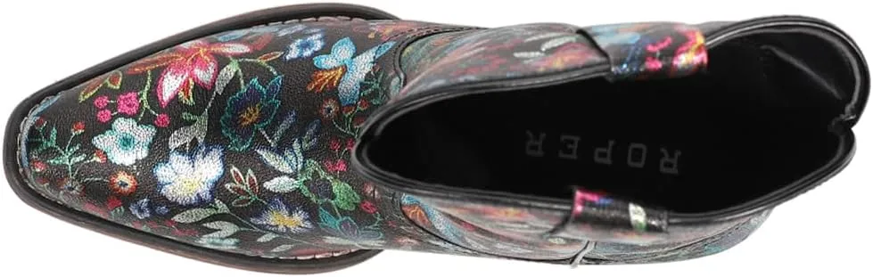 ROPER Womens Ingrid Floral Metallic Snip Toe Casual Boots Ankle Low Heel 1-2" - Multi