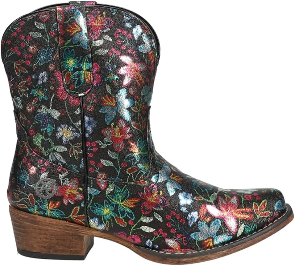 ROPER Womens Ingrid Floral Metallic Snip Toe Casual Boots Ankle Low Heel 1-2" - Multi
