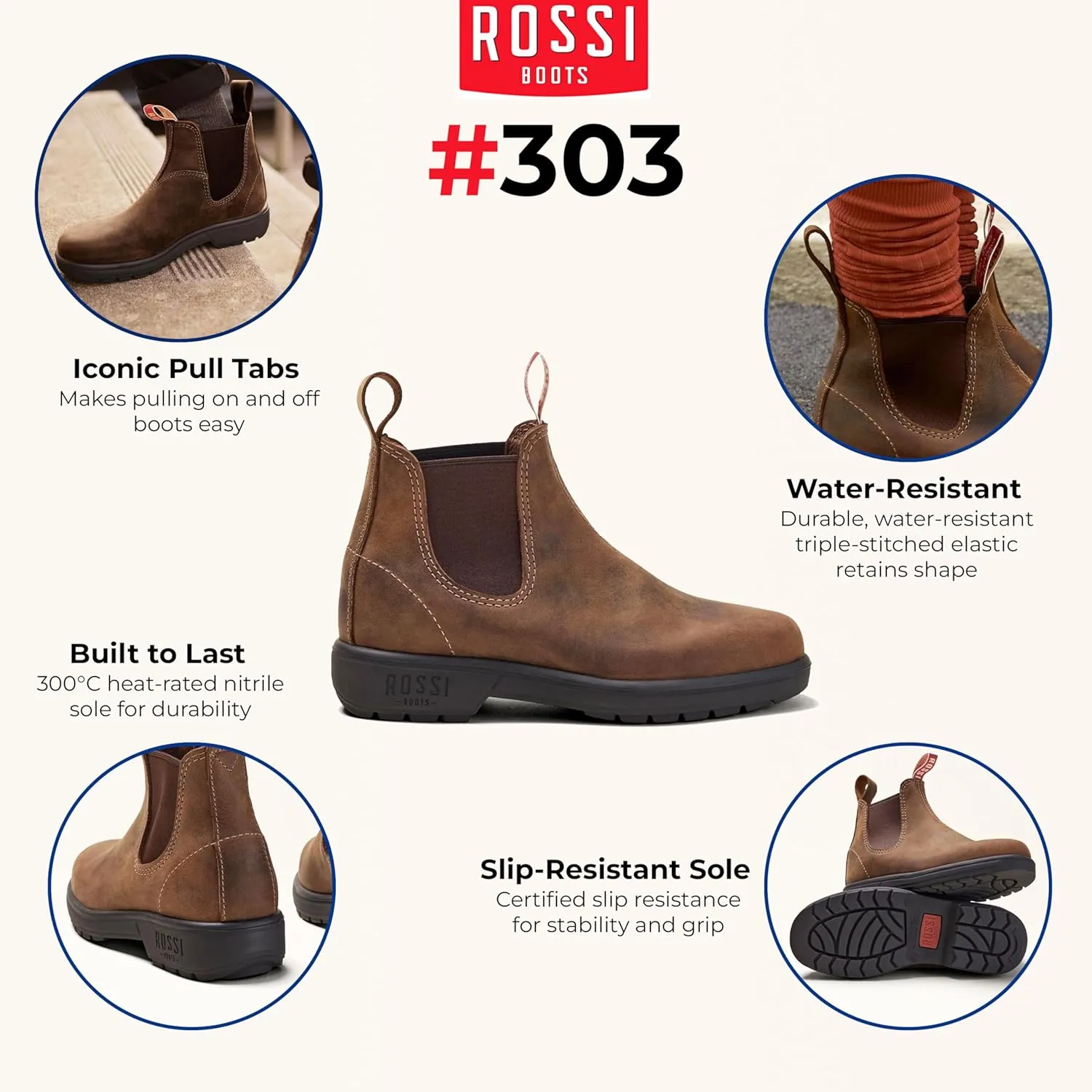 Rossi Endura 303 Leather Chelsea Australian Unisex Durable Work Ankle Boots