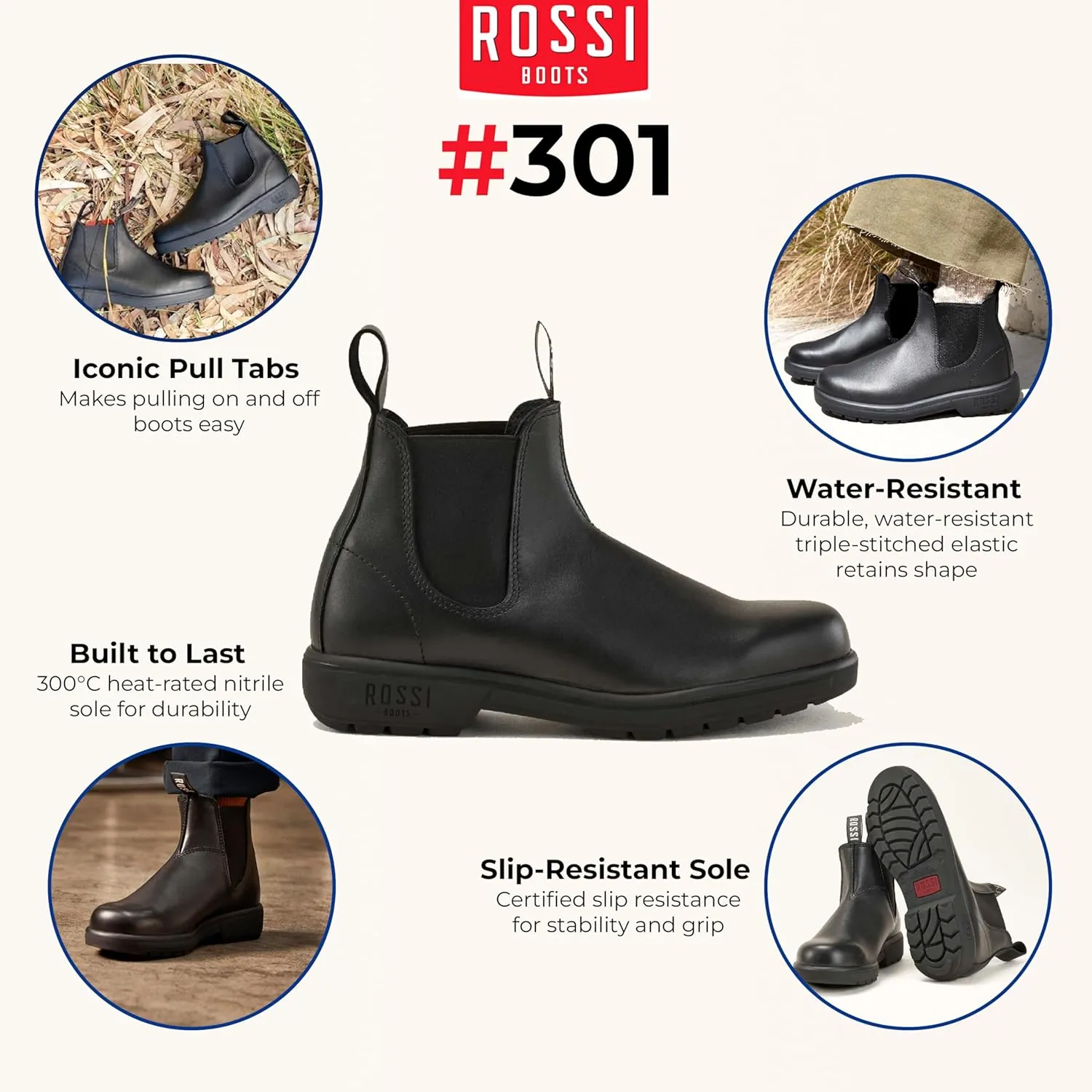 Rossi Endura 303 Leather Chelsea Australian Unisex Durable Work Ankle Boots