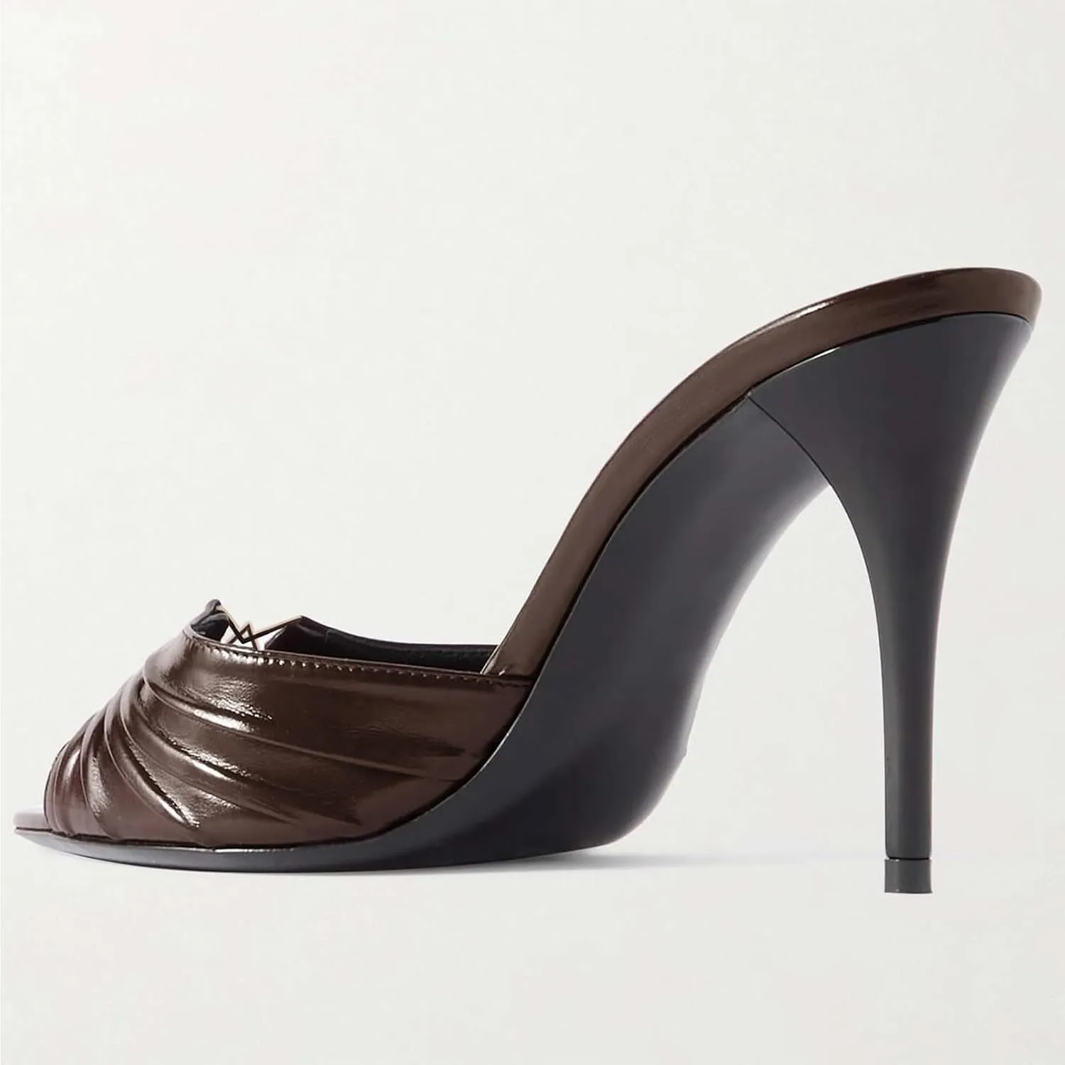 Ruched Kitten Heels for Women 3 Inch Pointed High Heels Sandals Peep Open Toe Slip on Stiletto Pumps Sexy Dressy Mules