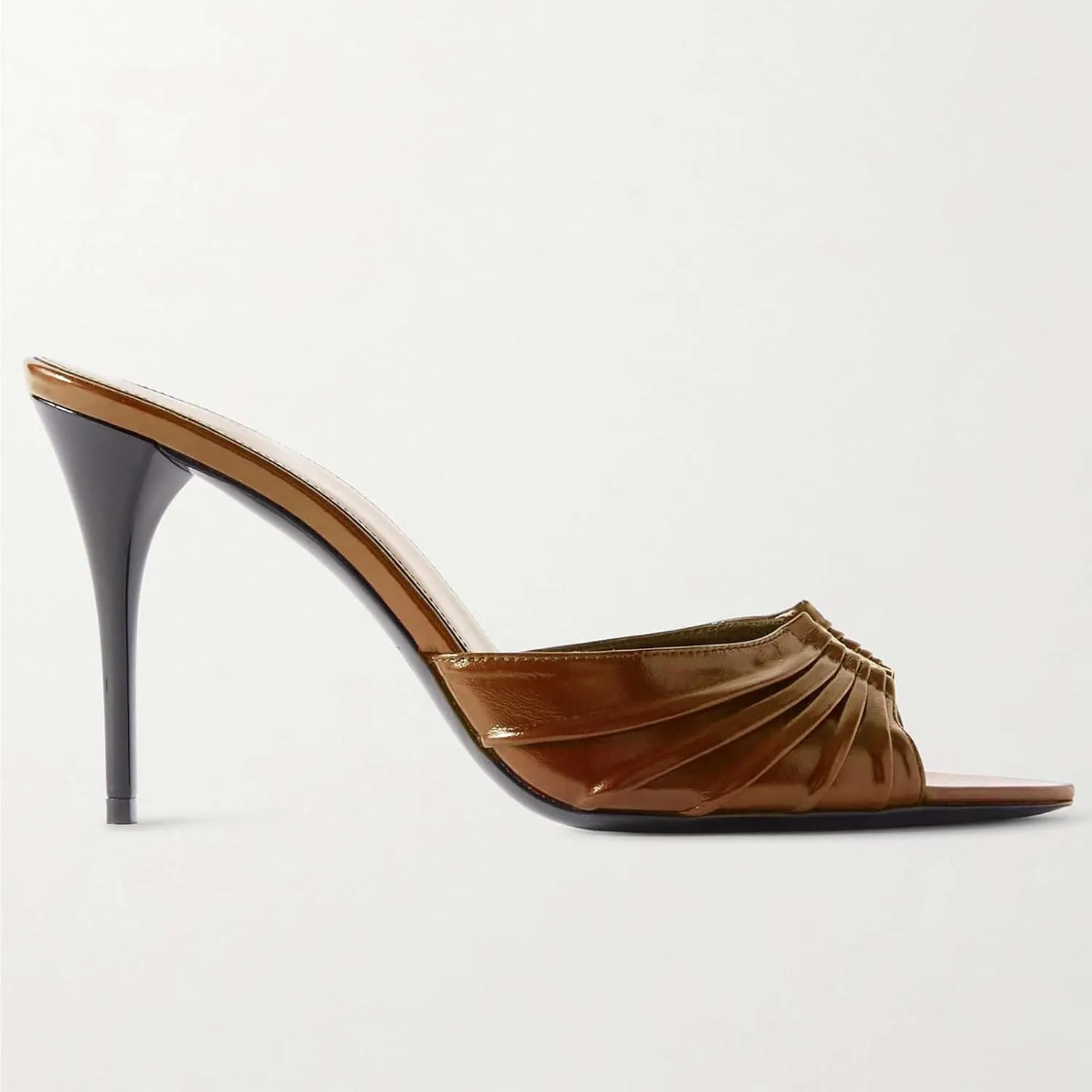 Ruched Kitten Heels for Women 3 Inch Pointed High Heels Sandals Peep Open Toe Slip on Stiletto Pumps Sexy Dressy Mules