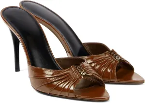 Ruched Kitten Heels for Women 3 Inch Pointed High Heels Sandals Peep Open Toe Slip on Stiletto Pumps Sexy Dressy Mules
