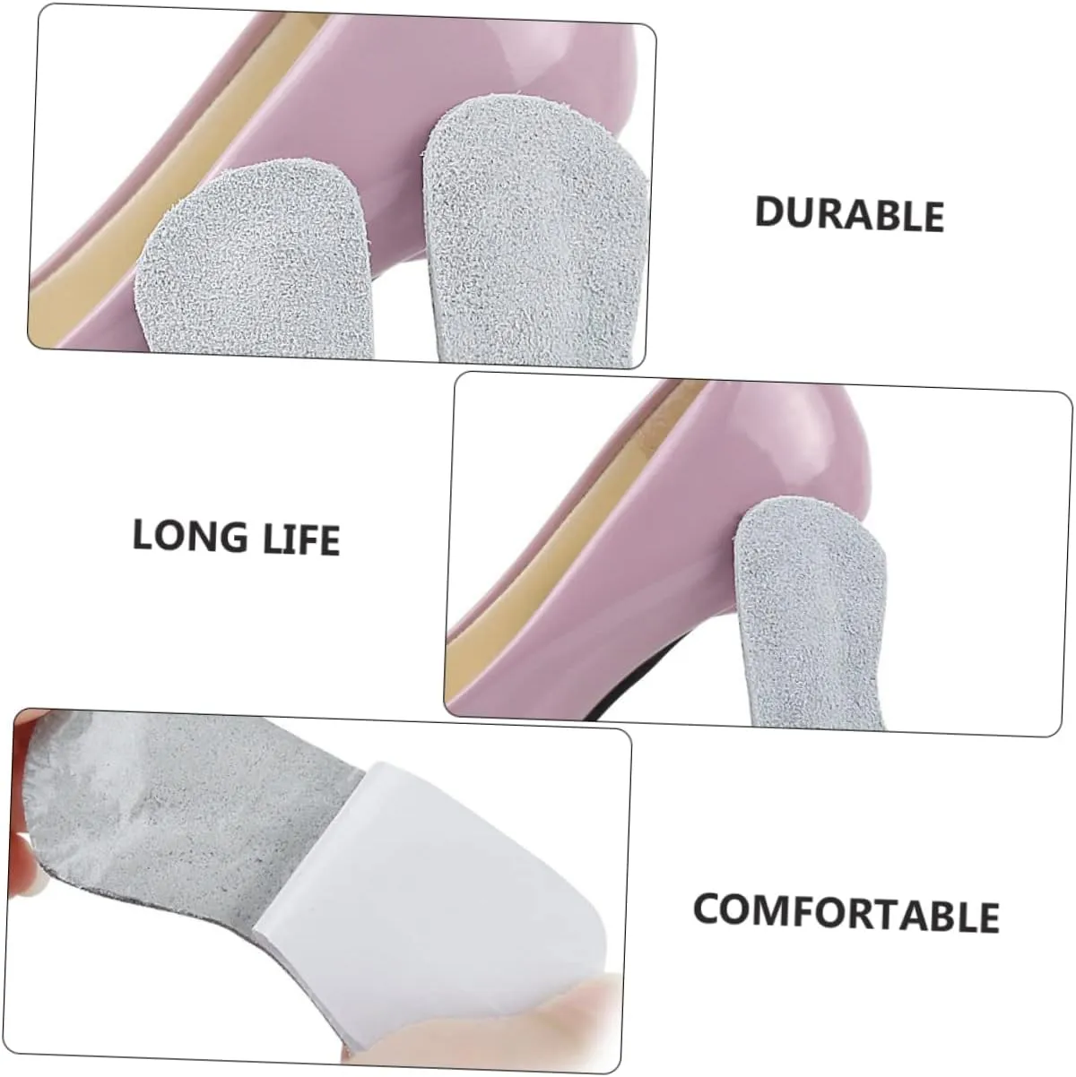 SAFIGLE 2sets Cushioned Heel Inserts Leather Grip for Pumps High Heels Comfortable Liners (Grey) 4pairs*2