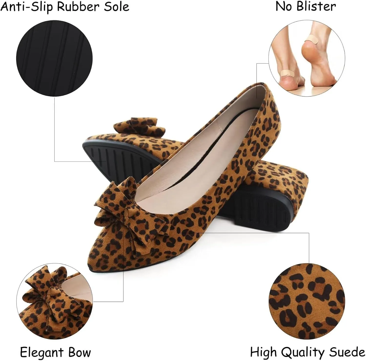 SAILING LU Womens Pointed Toe Ballet Flats Cute Bow-Knot Comfortable Loafers Formal Business Suede Slip On Dressy Walking Shoes