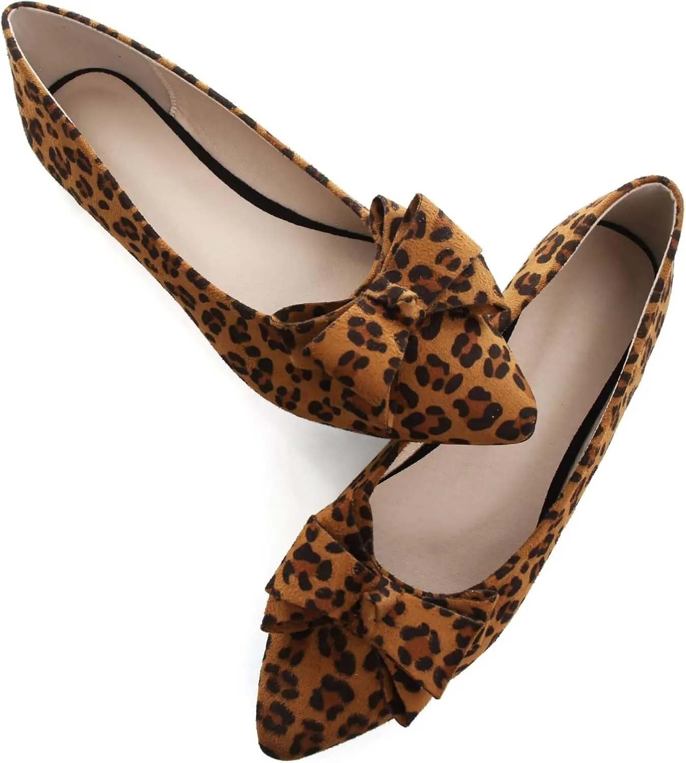 SAILING LU Womens Pointed Toe Ballet Flats Cute Bow-Knot Comfortable Loafers Formal Business Suede Slip On Dressy Walking Shoes