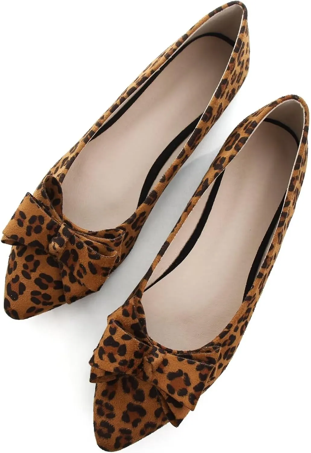 SAILING LU Womens Pointed Toe Ballet Flats Cute Bow-Knot Comfortable Loafers Formal Business Suede Slip On Dressy Walking Shoes