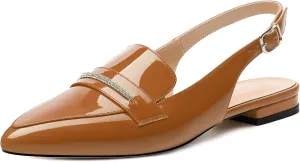 Sandals Women Dressy Summer, Womens Slingback Flat Pumps Closed Pointed Toe Casual Flat Office Shoes