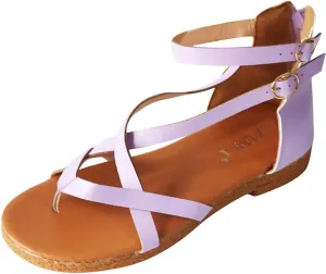 Sandals Women Gladiator Flat Strappy Sandal Dressy Summer Thong Cross Straps Zipper Open Toe Flip Flops Boho Comfortable Ladies Casual Beach Shoes