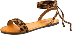 SANDALUP Womens Sandals Dressy Strappy Summer Cute Tie Up Ankle Strap flat sandals for women