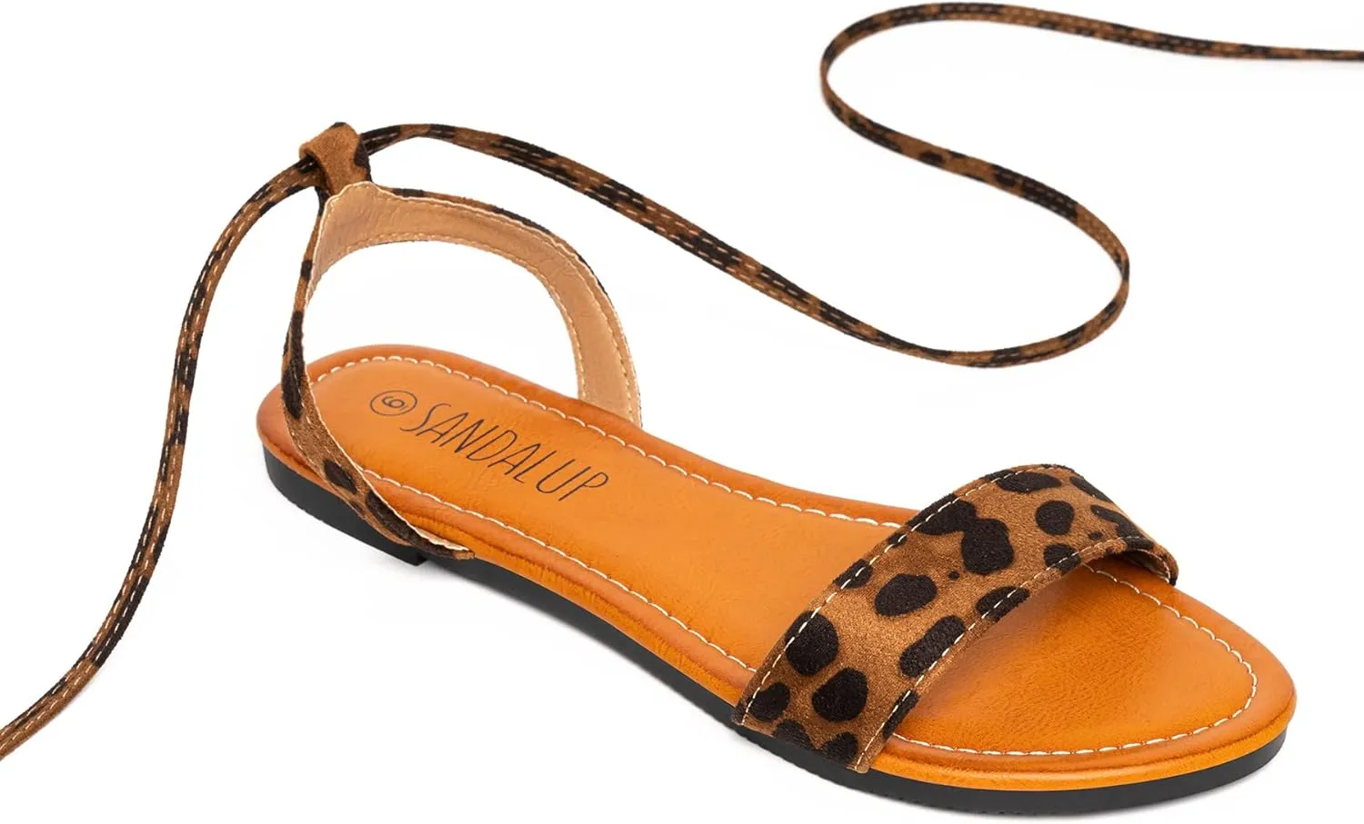 SANDALUP Womens Sandals Dressy Strappy Summer Cute Tie Up Ankle Strap flat sandals for women