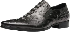 Santimon Casual Slip On Pointed-Toe Genuine Leather Alligator Patent Buttons Dress Loafers for Men Fashion Shoes Business Wedding Party Formal