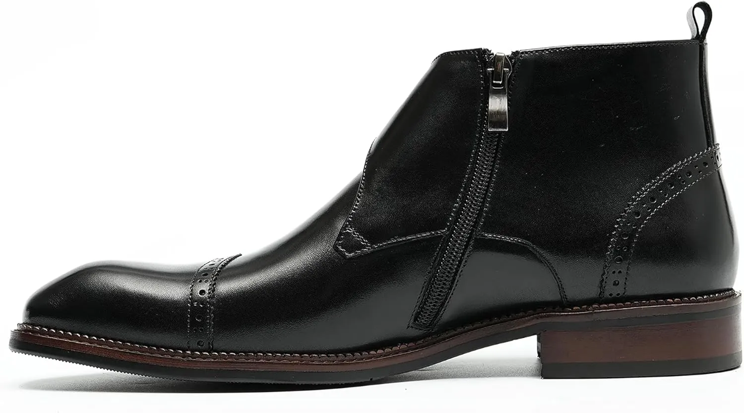 Santimon Chelsea Boots Men Formal Dress Ankle Boots Fashion Formal Genuine Leather Monk-Strap Brogues Chukka Boots Business Casual Wedding Boots for Men
