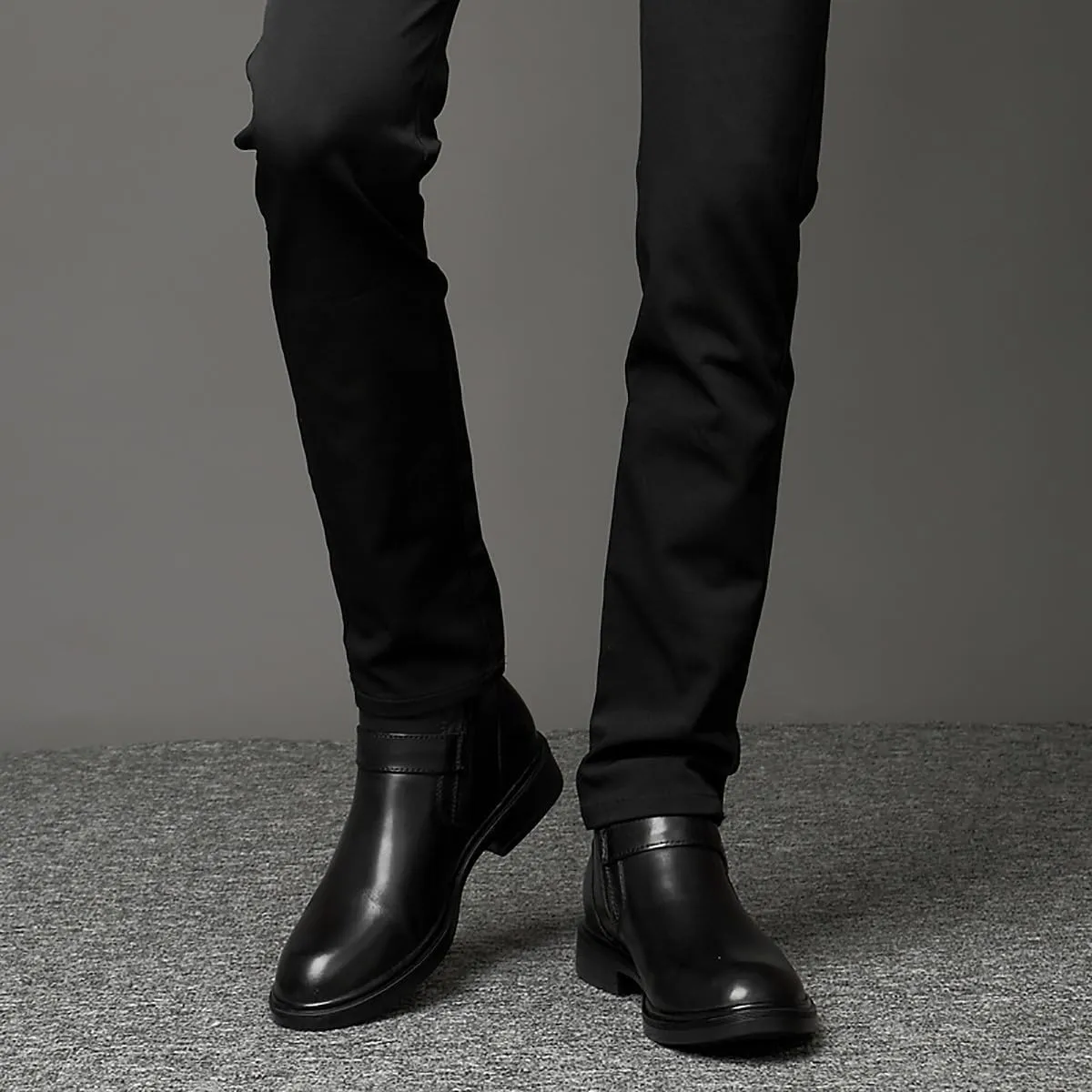 Santimon Chelsea Boots Mens Dress Casual Slip On Ankle Boots Genuine Leather Fashion Tuxedo Cowboy Boots for Men Boys