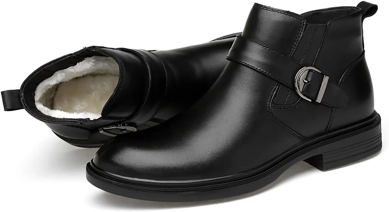 Santimon Chelsea Boots Mens Dress Casual Slip On Ankle Boots Genuine Leather Fashion Tuxedo Cowboy Boots for Men Boys