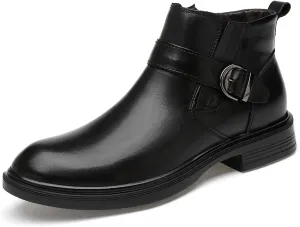 Santimon Chelsea Boots Mens Dress Casual Slip On Ankle Boots Genuine Leather Fashion Tuxedo Cowboy Boots for Men Boys