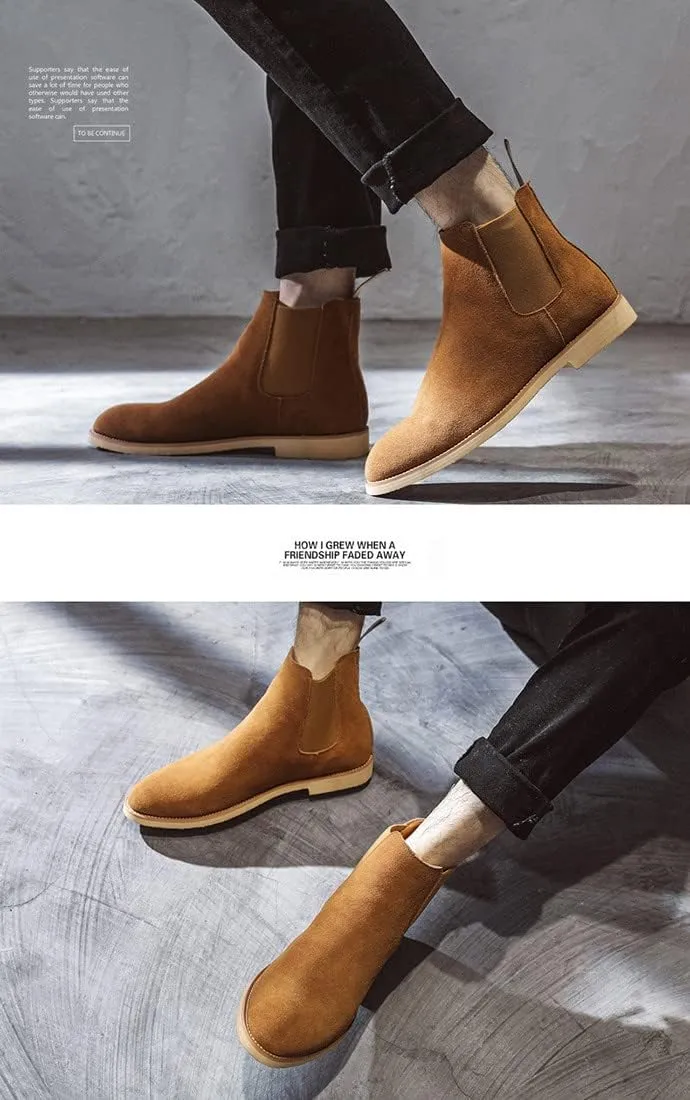 Santimon Leather Chelsea Boots for Men - Mens Slip On Dress Boots Casual Ankle Boots