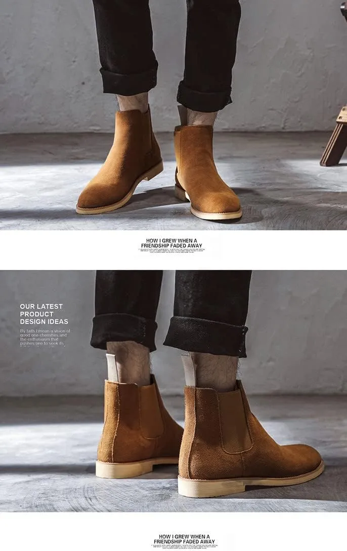 Santimon Leather Chelsea Boots for Men - Mens Slip On Dress Boots Casual Ankle Boots