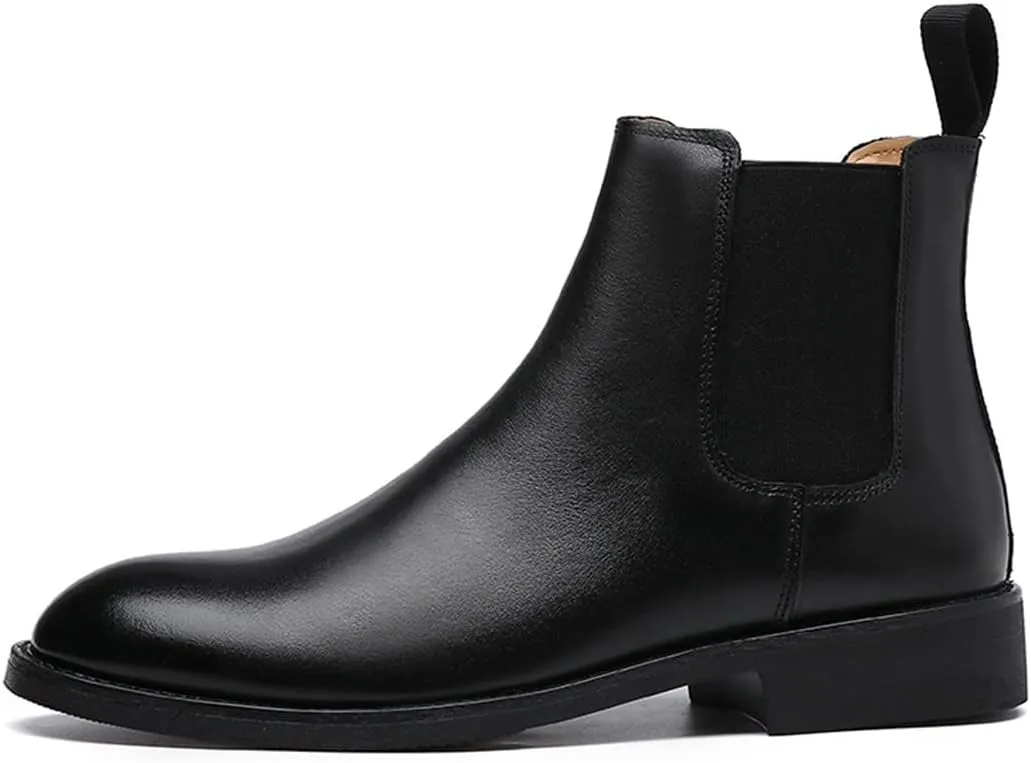 Santimon Mens Black Leather Dress Casual Chelsea Boot Chukka Ankle Boots