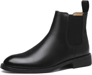 Santimon Mens Black Leather Dress Casual Chelsea Boot Chukka Ankle Boots