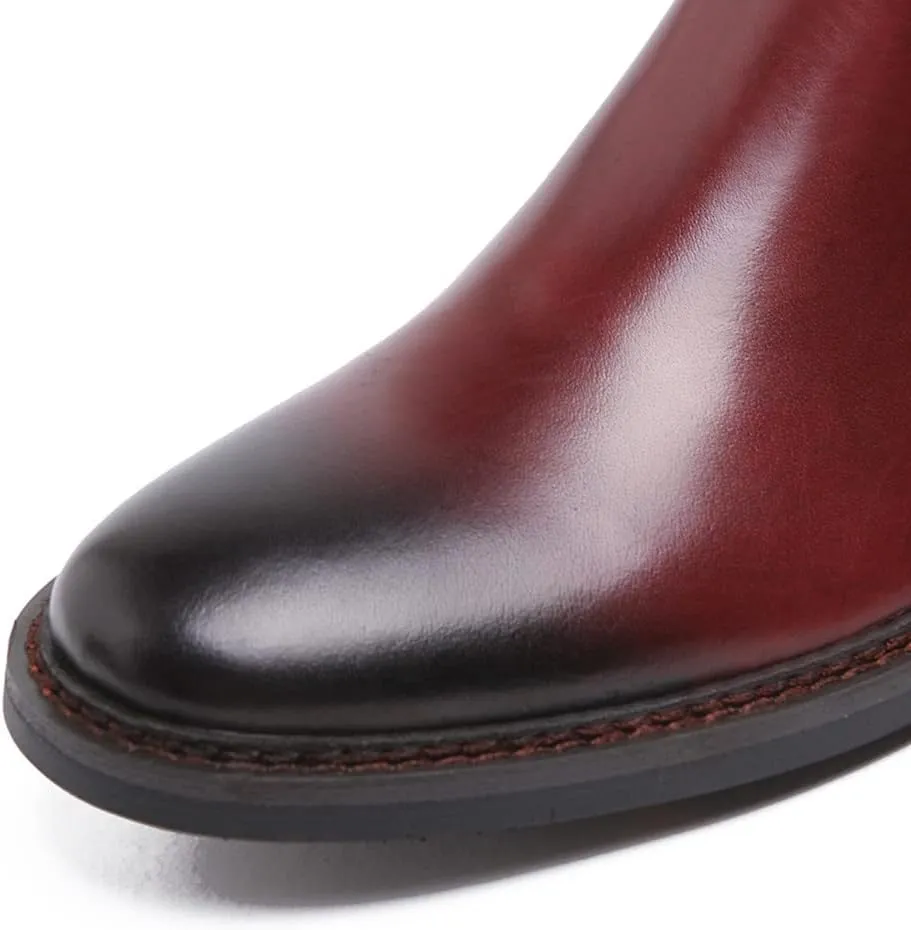 Santimon Mens Chelsea Boos Dress Casual Genuine Leather Zipper Ankle Boots Wedding Prom Tuxedo Business Buckle Monk Strap Chukka Boots