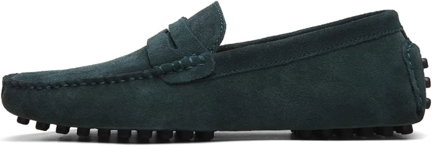 Santimon Mens Driving Penny Loafers Suede Leather Comfortable Casual Slip On Shoes Moccasins