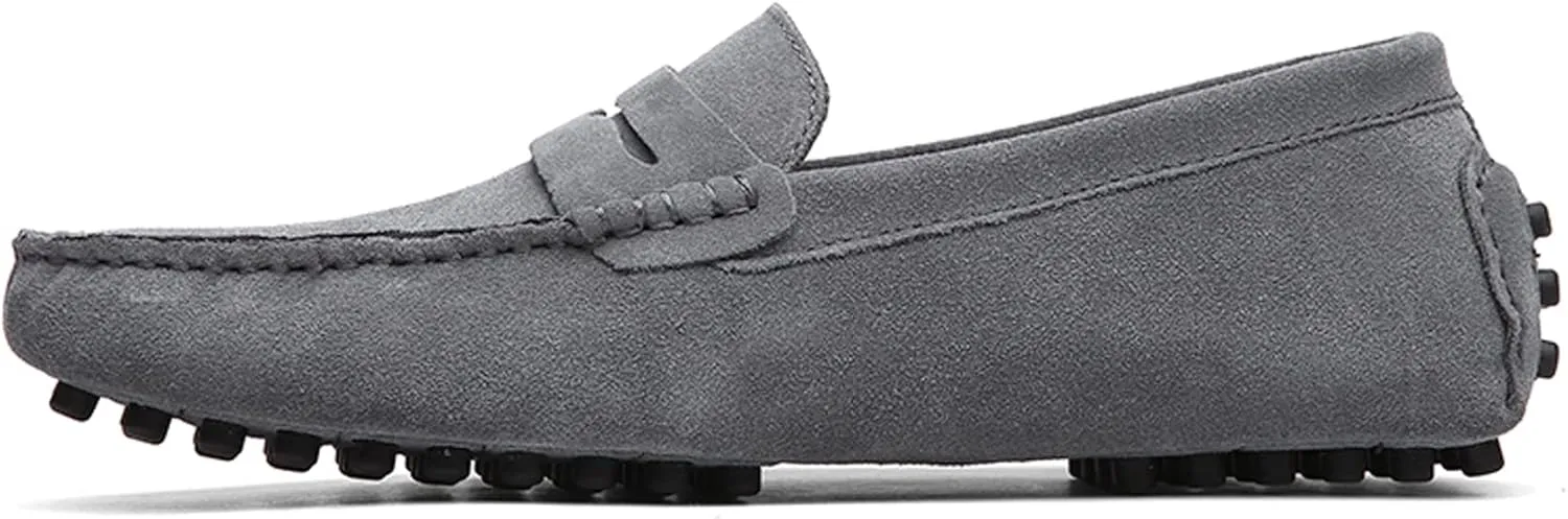 Santimon Mens Driving Penny Loafers Suede Leather Comfortable Casual Slip On Shoes Moccasins